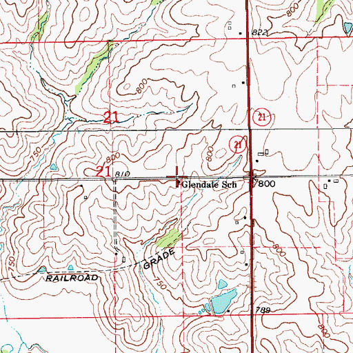 Topographic Map of Glendale School, IA