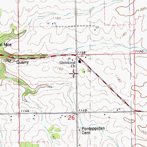 Topographic Map of Glenwood Cemetery, IA