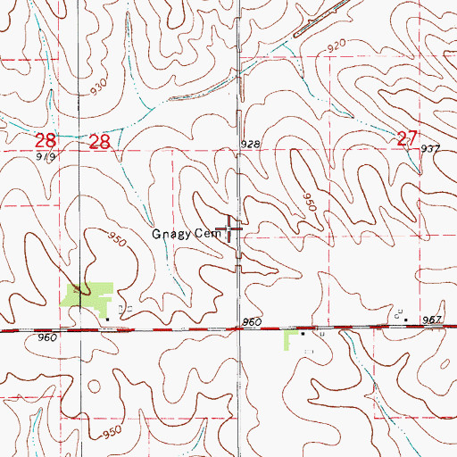 Topographic Map of Gnagy Cemetery, IA