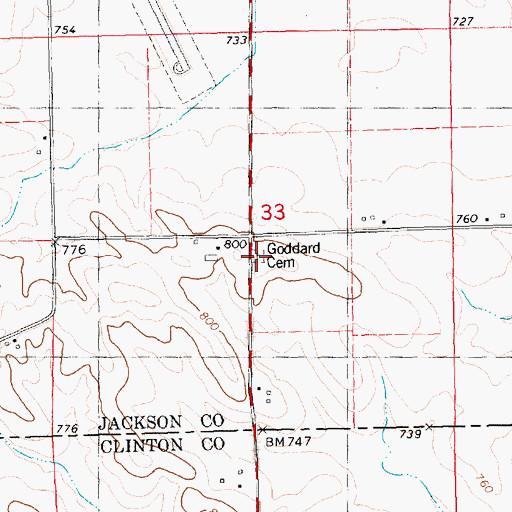 Topographic Map of Goddard Cemetery, IA