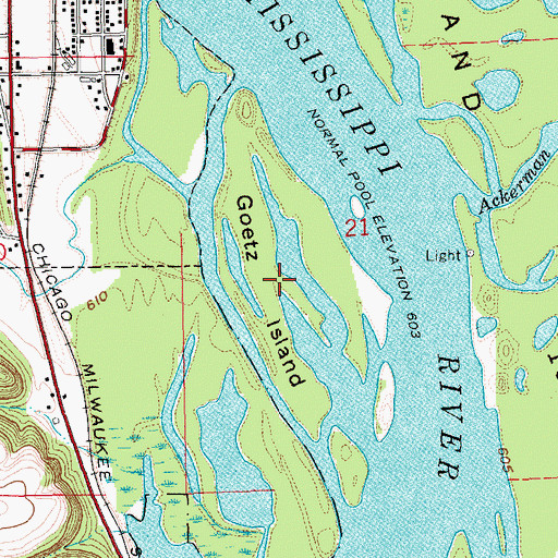 Topographic Map of Goetz Island, IA