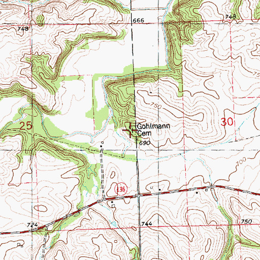 Topographic Map of Gohlmann Cemetery, IA