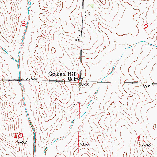 Topographic Map of Golden Hill School, IA
