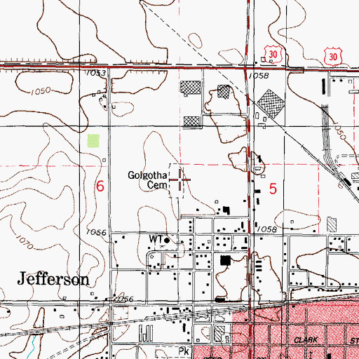 Topographic Map of Golgotha Cemetery, IA