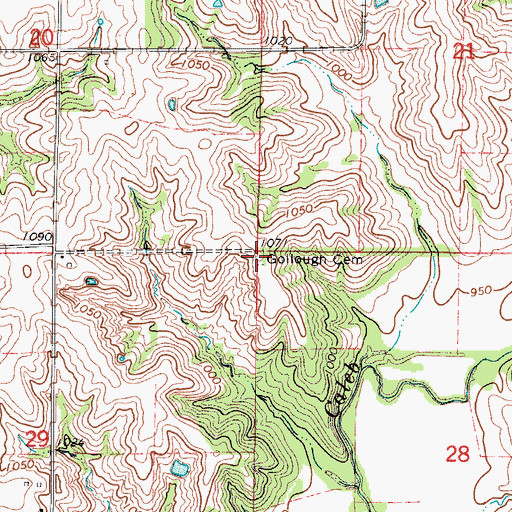 Topographic Map of Gollough Cemetery, IA