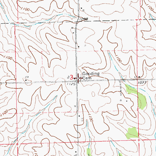 Topographic Map of Gooding Cemetery, IA