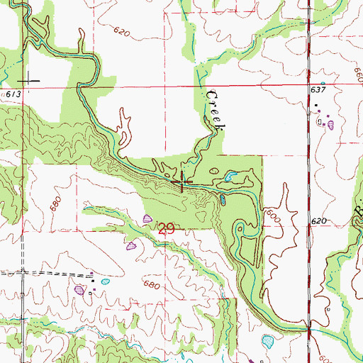 Topographic Map of Goose Creek, IA