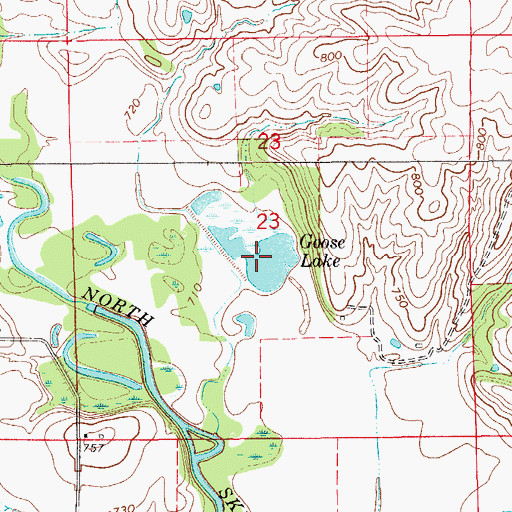 Topographic Map of Goose Lake, IA