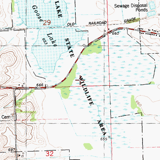 Topographic Map of Goose Lake State Wildlife Area, IA