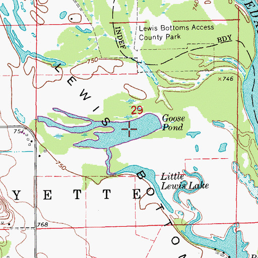 Topographic Map of Goose Pond, IA