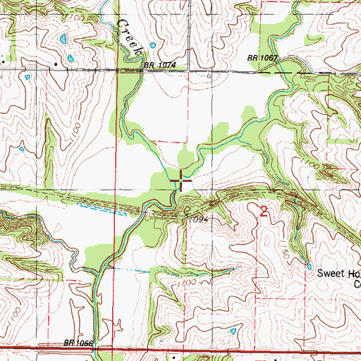 Topographic Map of Gooseberry Creek, IA