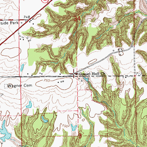Topographic Map of Gospel Hall Church, IA