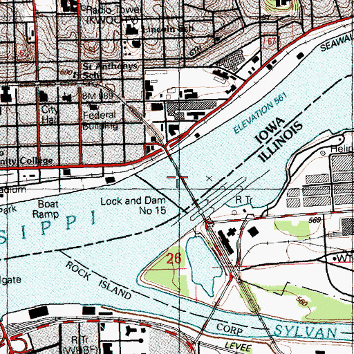 Topographic Map of Government Bridge, IA