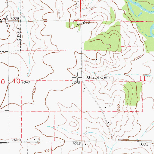Topographic Map of Grace Cemetery, IA
