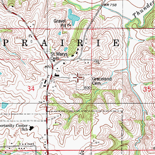 Topographic Map of Graceland Cemetery, IA