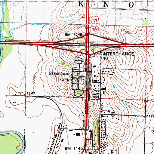 Topographic Map of Graceland Cemetery, IA