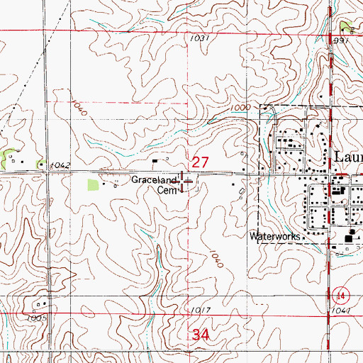 Topographic Map of Graceland Cemetery, IA