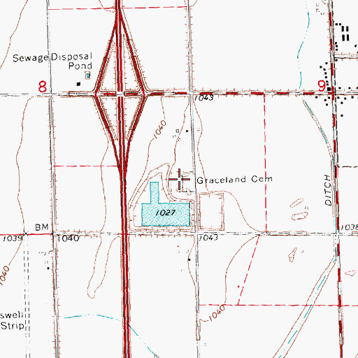Topographic Map of Graceland Cemetery, IA