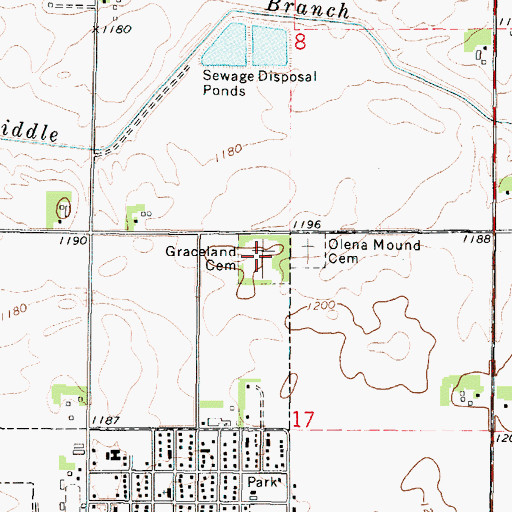 Topographic Map of Graceland Cemetery, IA