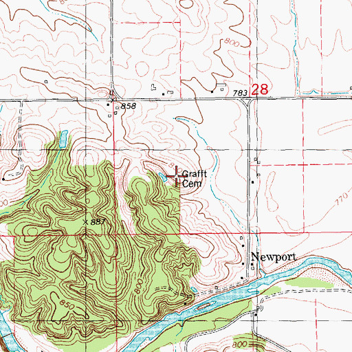 Topographic Map of Grafft Cemetery, IA