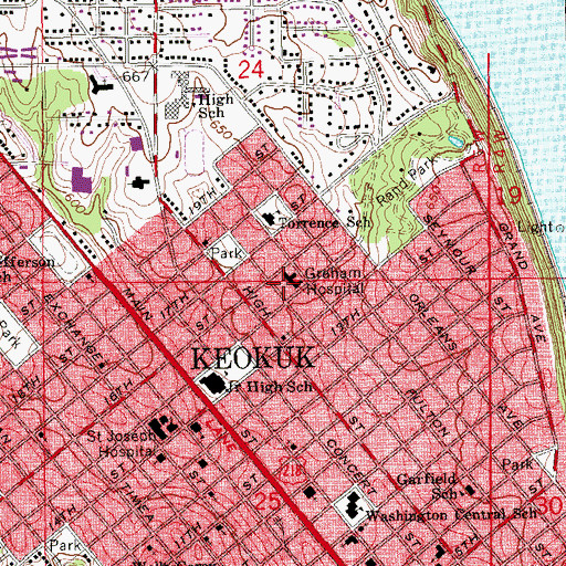 Topographic Map of UnityPoint Health Keokuk Hospital, IA