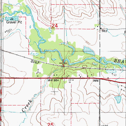 Topographic Map of Gran Creek, IA