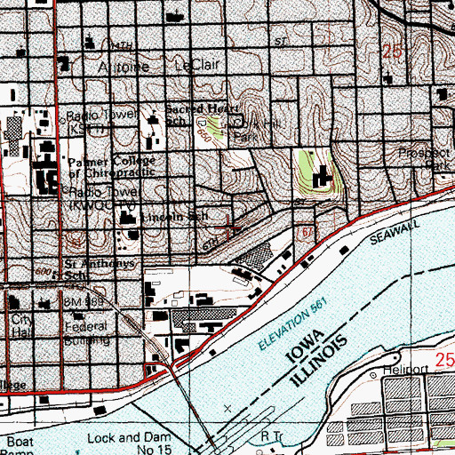 Topographic Map of Grand Church, IA