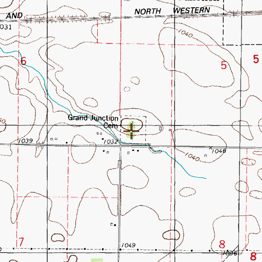 Topographic Map of Grand Junction Cemetery, IA