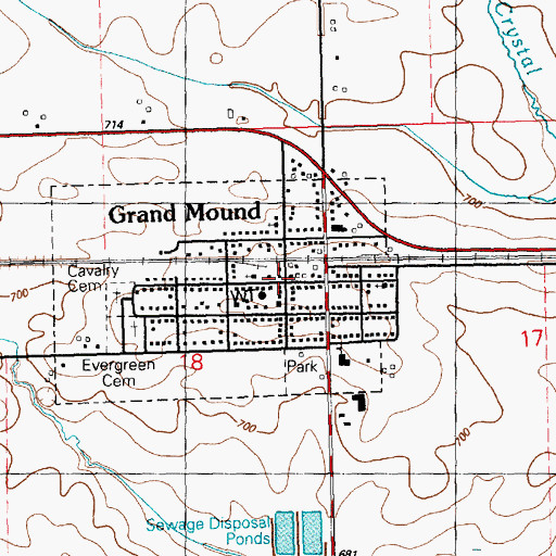 Topographic Map of Grand Mound, IA