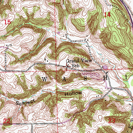 Topographic Map of Grand View School, IA
