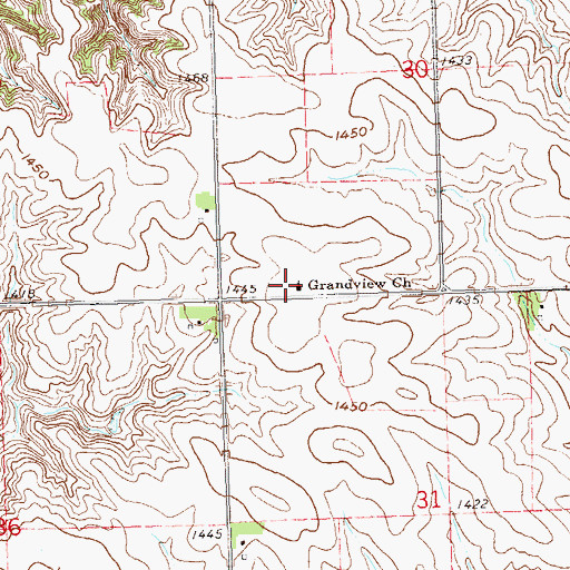 Topographic Map of Grandview Church, IA