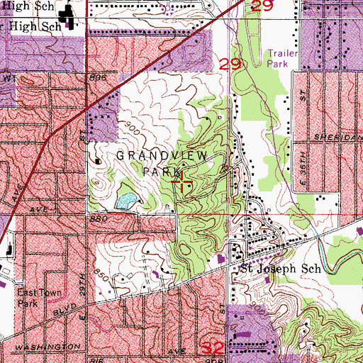 Topographic Map of Grandview Park, IA
