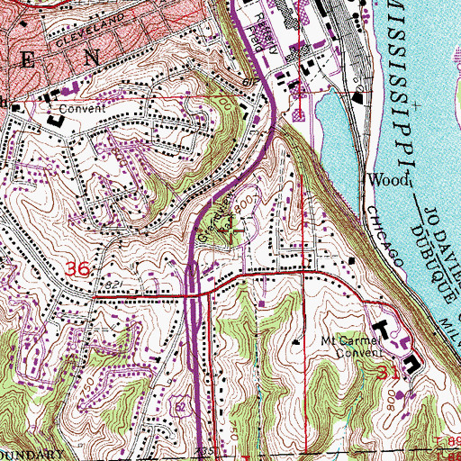 Topographic Map of Louis Murphy Park, IA