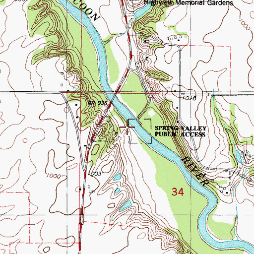 Topographic Map of Graney Bridge, IA