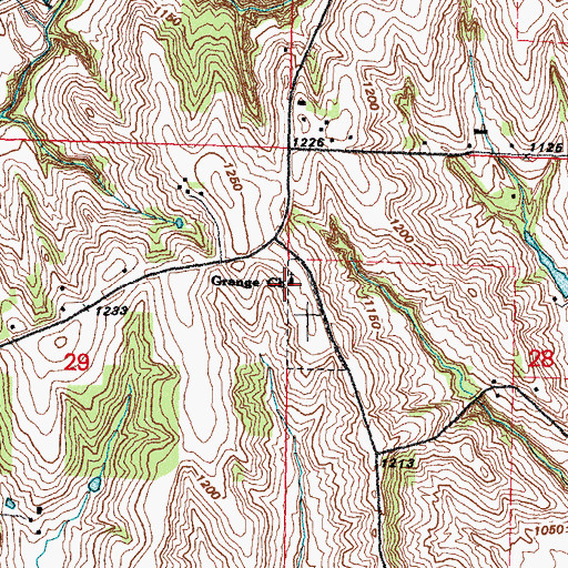 Topographic Map of Grange Church, IA