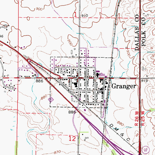 Topographic Map of Granger, IA