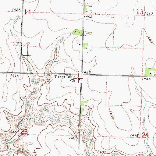 Topographic Map of Grant Bible Church, IA