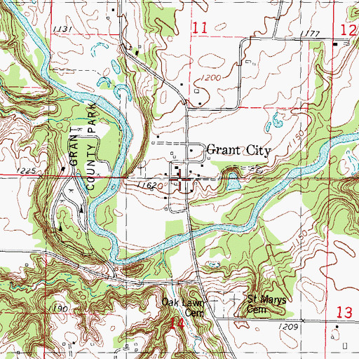 Topographic Map of Grant City, IA