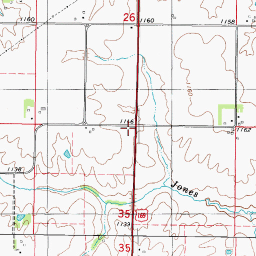Topographic Map of Grant School, IA