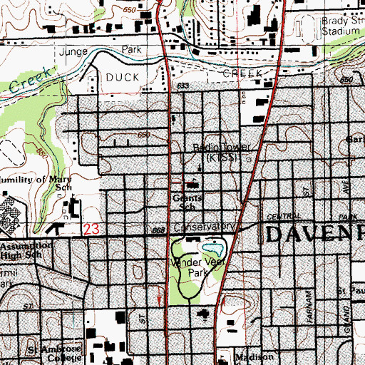 Topographic Map of Grants School, IA