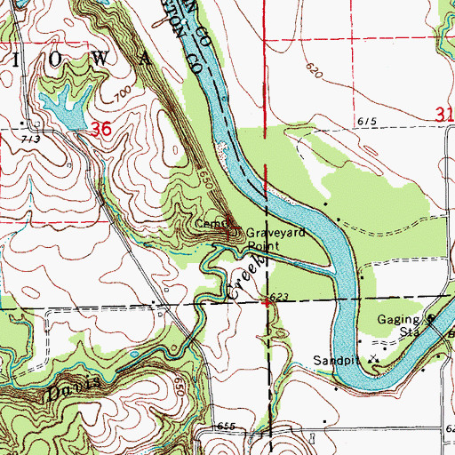 Topographic Map of Graveyard Point, IA
