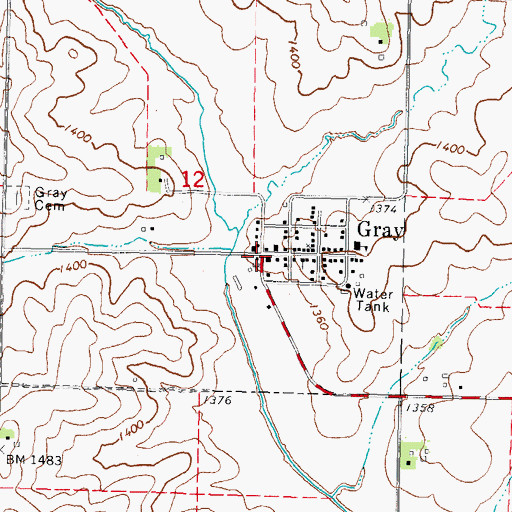 Topographic Map of Gray, IA