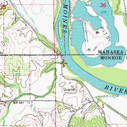 Topographic Map of Grays Creek, IA