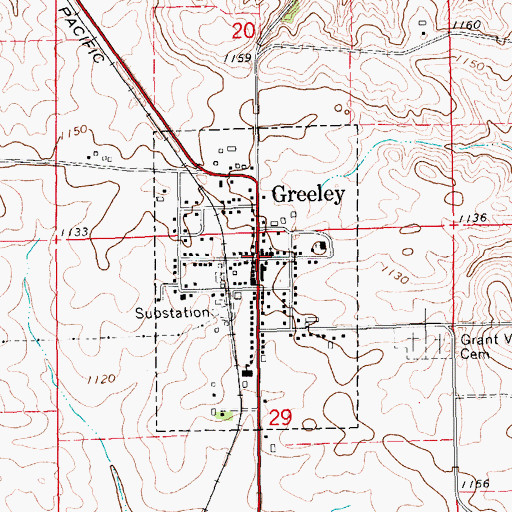 Topographic Map of Greeley, IA