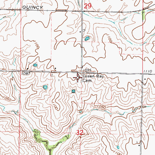Topographic Map of Green Bay Cemetery, IA