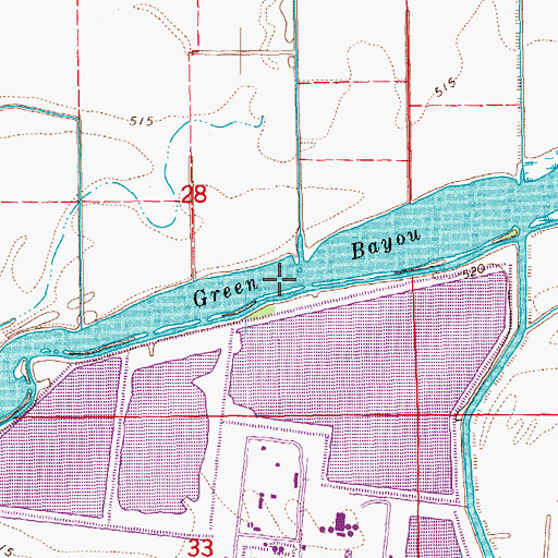 Topographic Map of Green Bayou, IA