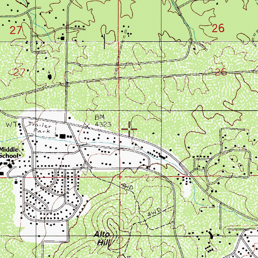 Topographic Map of KBTR-FM (Oracle), AZ