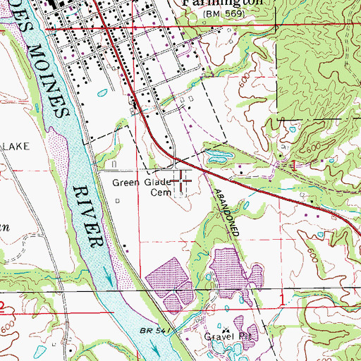 Topographic Map of Green Glade Cemetery, IA