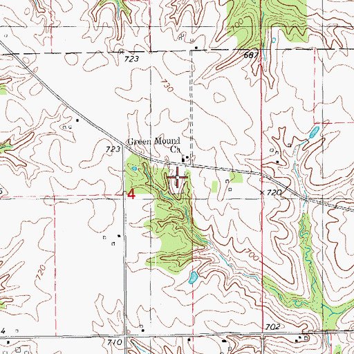 Topographic Map of Green Mound Cemetery, IA