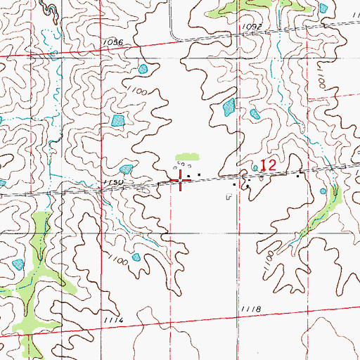 Topographic Map of Green School, IA